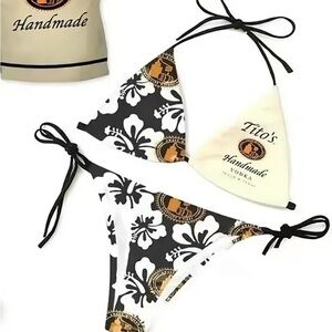 Tito's Handmade Vodka Logo Bikini - Black, White & Cream